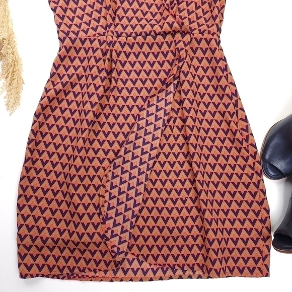 Tulle Coral Blue Patterned Sleeveless Dress Sz Xs - Picture 5 of 13